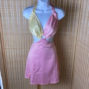 Peppermayo Marseille Colorblock Contrast Bust Pink & Yellow Mini Dress Size 8
